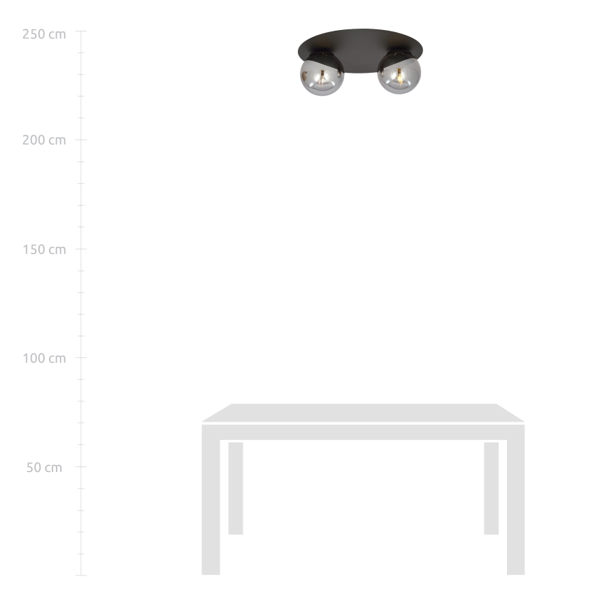 Griestu lampa SOLAR 2xE14/10W/230V melna/pelēka