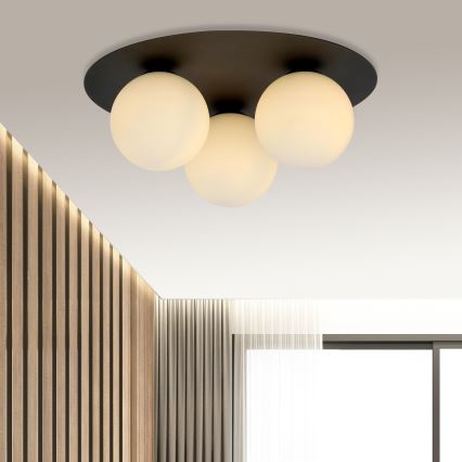 Griestu lampa SOLAR 3xE14/10W/230V melna/balta