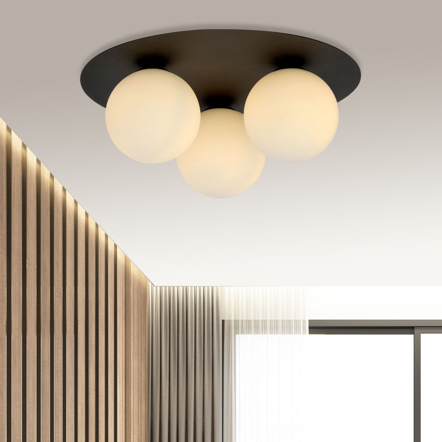 Griestu lampa SOLAR 3xE14/10W/230V melna/balta