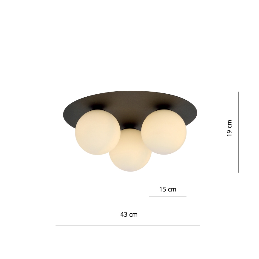 Griestu lampa SOLAR 3xE14/10W/230V melna/balta