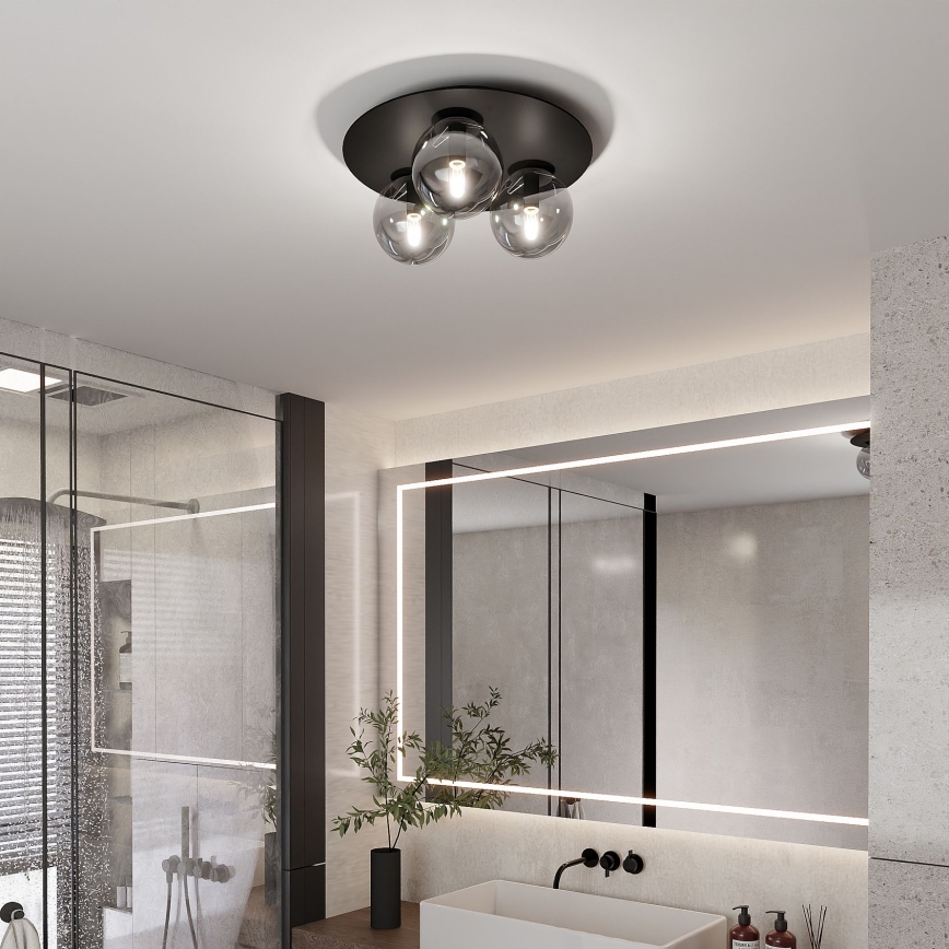 Griestu lampa SOLAR 3xE14/10W/230V melna/pelēka