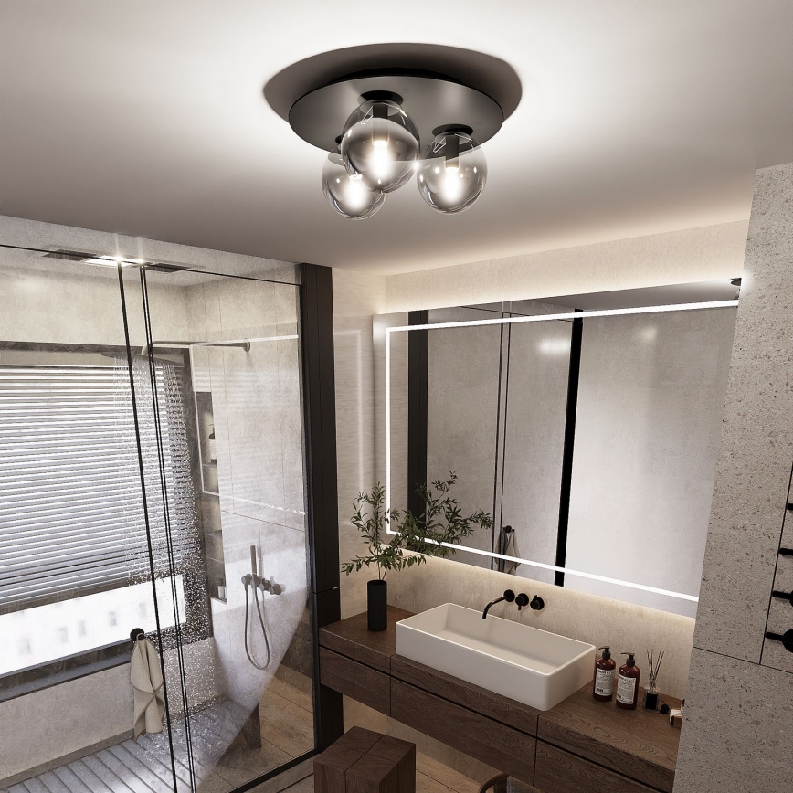 Griestu lampa SOLAR 3xE14/10W/230V melna/pelēka