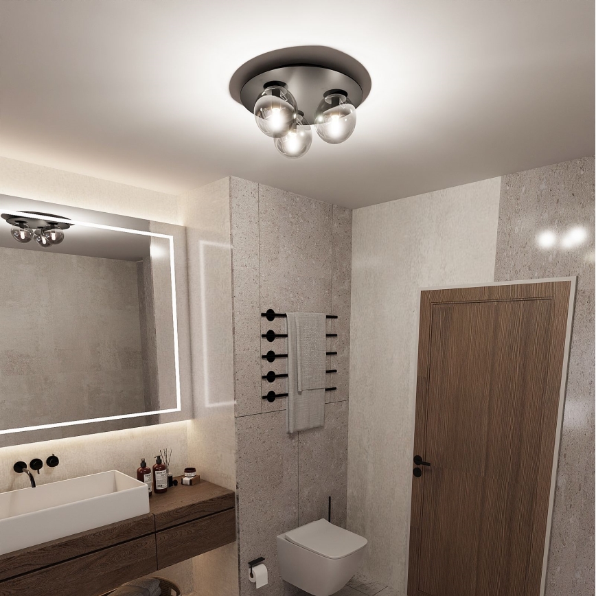 Griestu lampa SOLAR 3xE14/10W/230V melna/pelēka