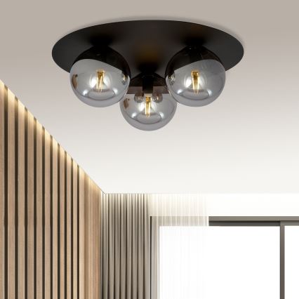 Griestu lampa SOLAR 3xE14/10W/230V melna/pelēka