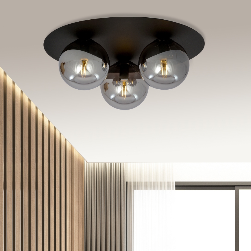 Griestu lampa SOLAR 3xE14/10W/230V melna/pelēka
