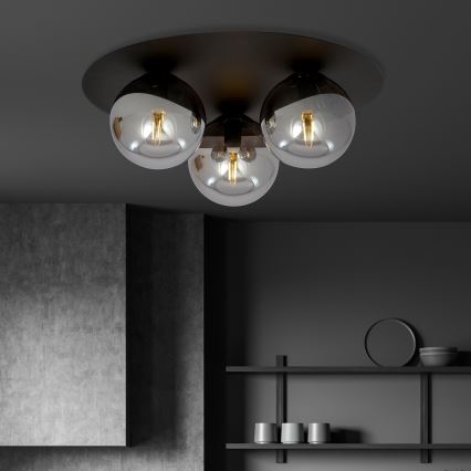Griestu lampa SOLAR 3xE14/10W/230V melna/pelēka