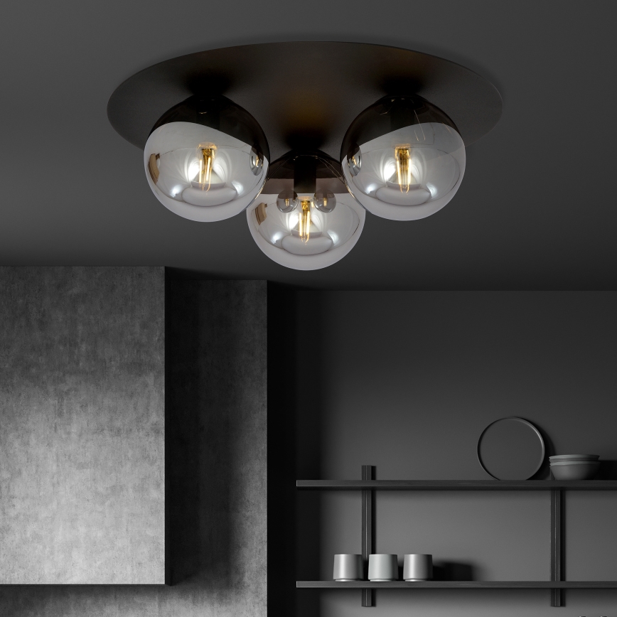 Griestu lampa SOLAR 3xE14/10W/230V melna/pelēka