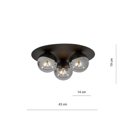 Griestu lampa SOLAR 3xE14/10W/230V melna/pelēka
