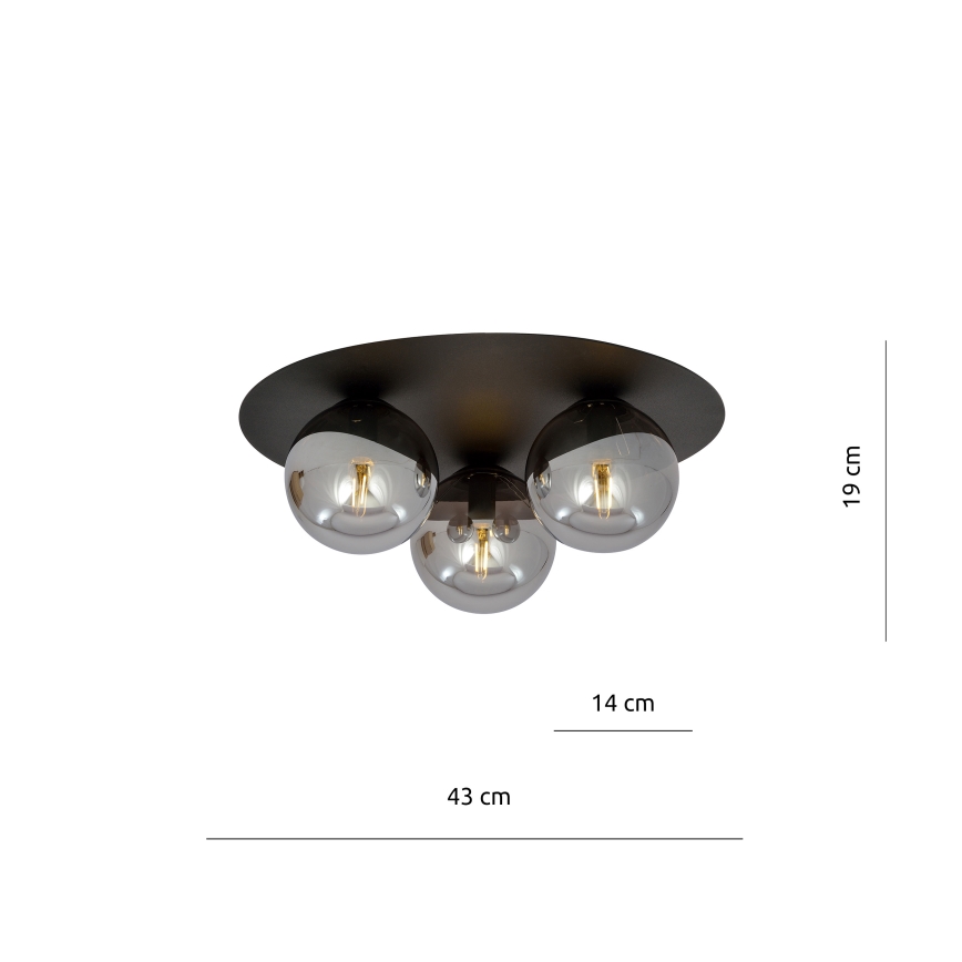 Griestu lampa SOLAR 3xE14/10W/230V melna/pelēka