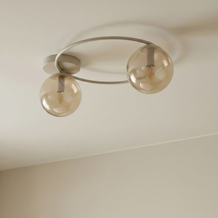 Griestu lampa SOPRA 2xE14/10W/230V bēša/dūmota bēša