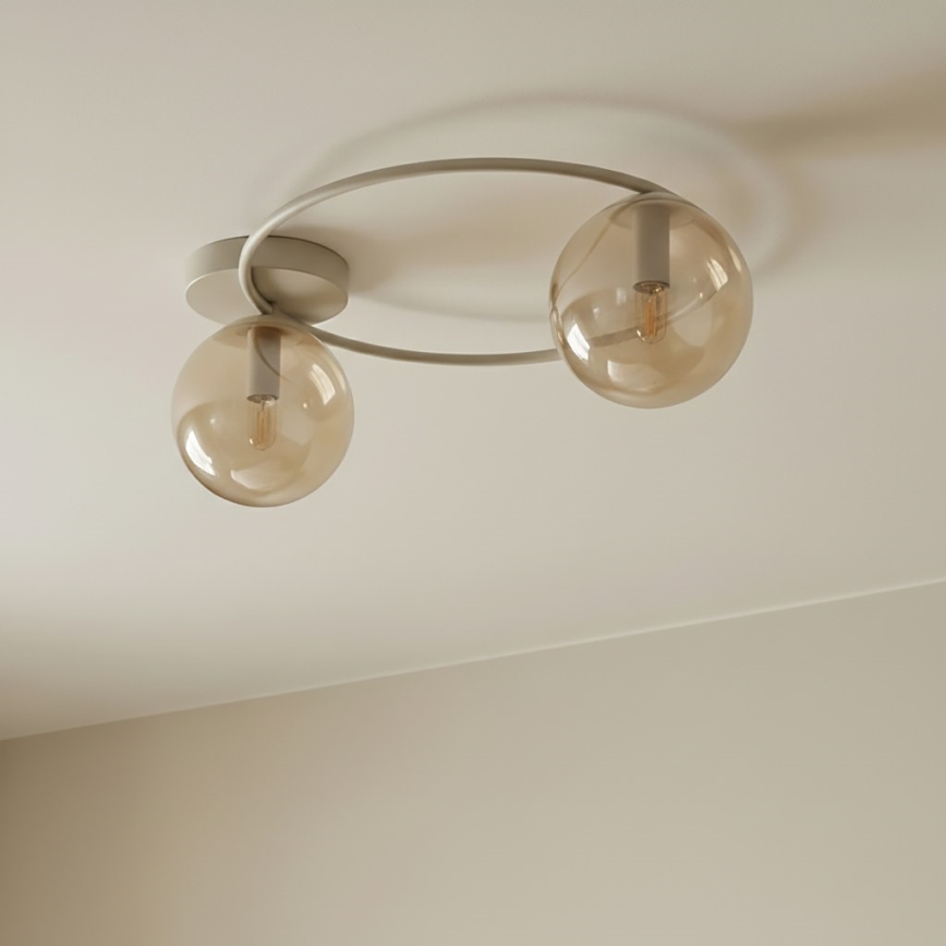 Griestu lampa SOPRA 2xE14/10W/230V bēša/dūmota bēša