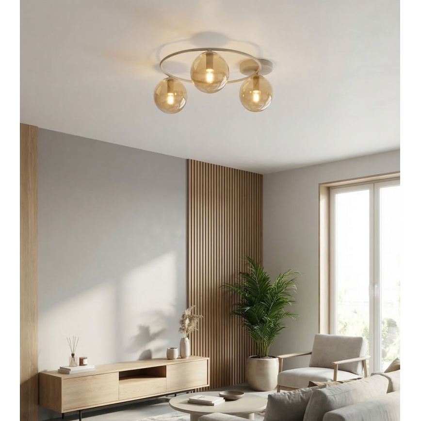 Griestu lampa SOPRA 3xE14/10W/230V bēša/dūmaina bēša