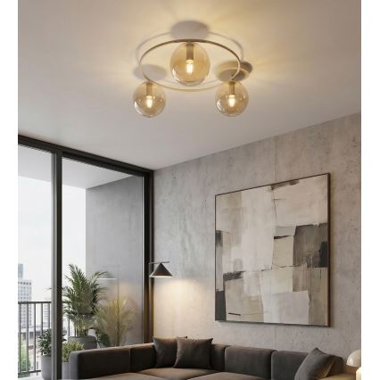 Griestu lampa SOPRA 3xE14/10W/230V bēša/dūmaina bēša