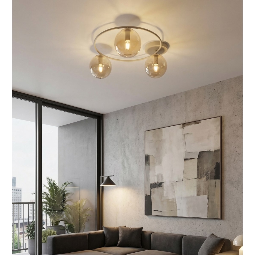 Griestu lampa SOPRA 3xE14/10W/230V bēša/dūmaina bēša