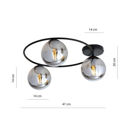 Griestu lampa SOPRA 3xE14/10W/230V melna