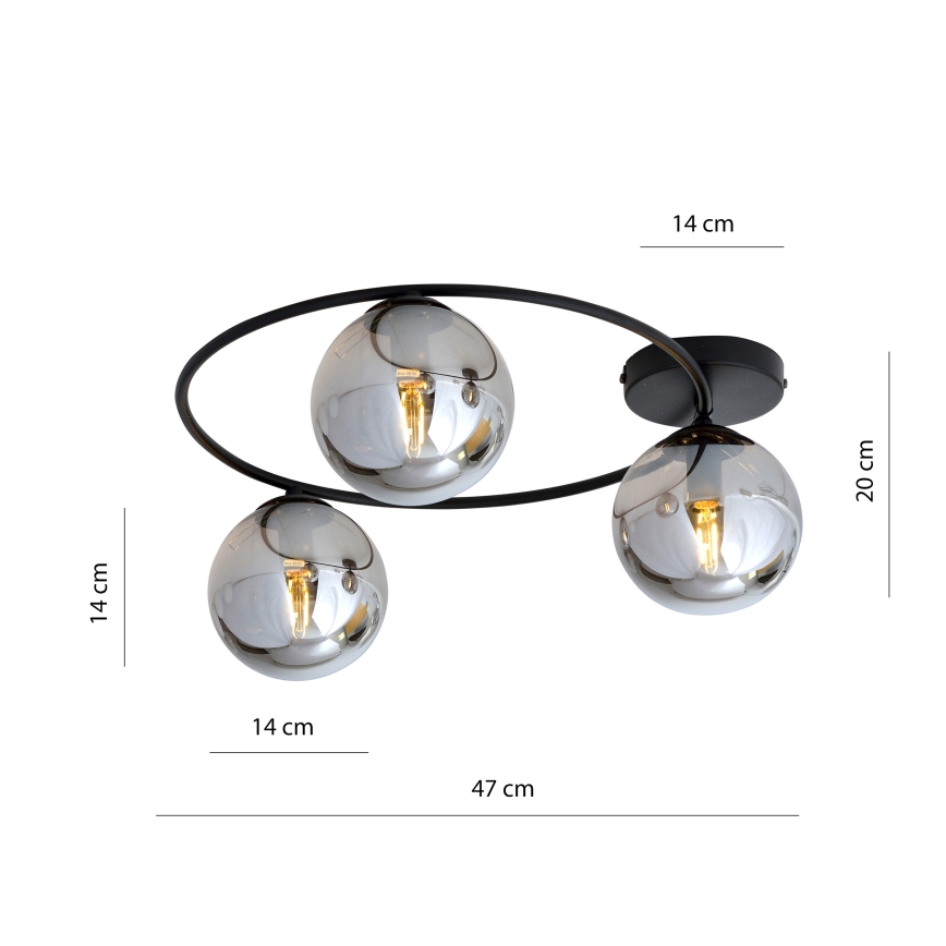 Griestu lampa SOPRA 3xE14/10W/230V melna