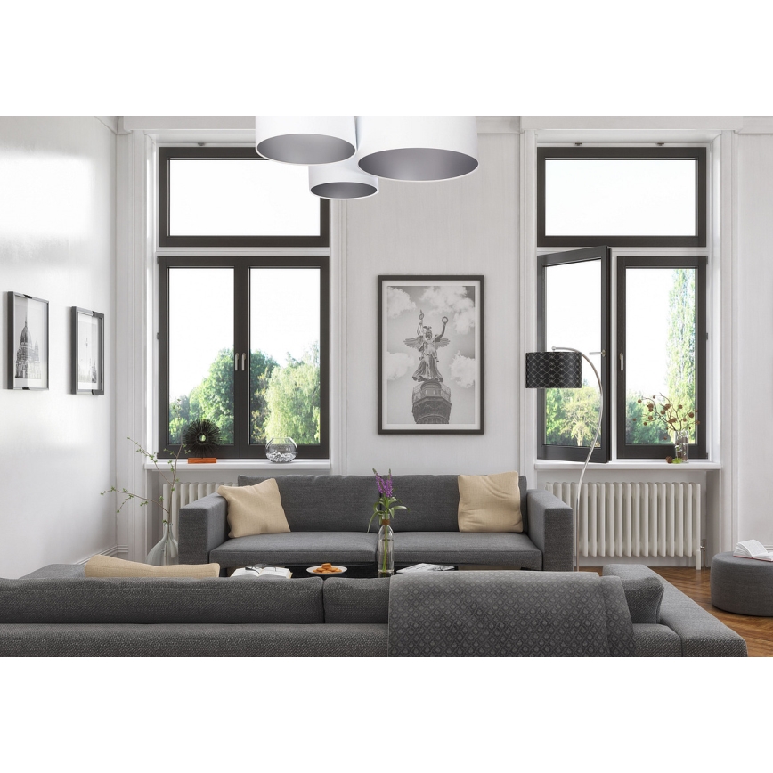 Griestu lampa SPACE 3xE27/60W/230V balta/sudraba