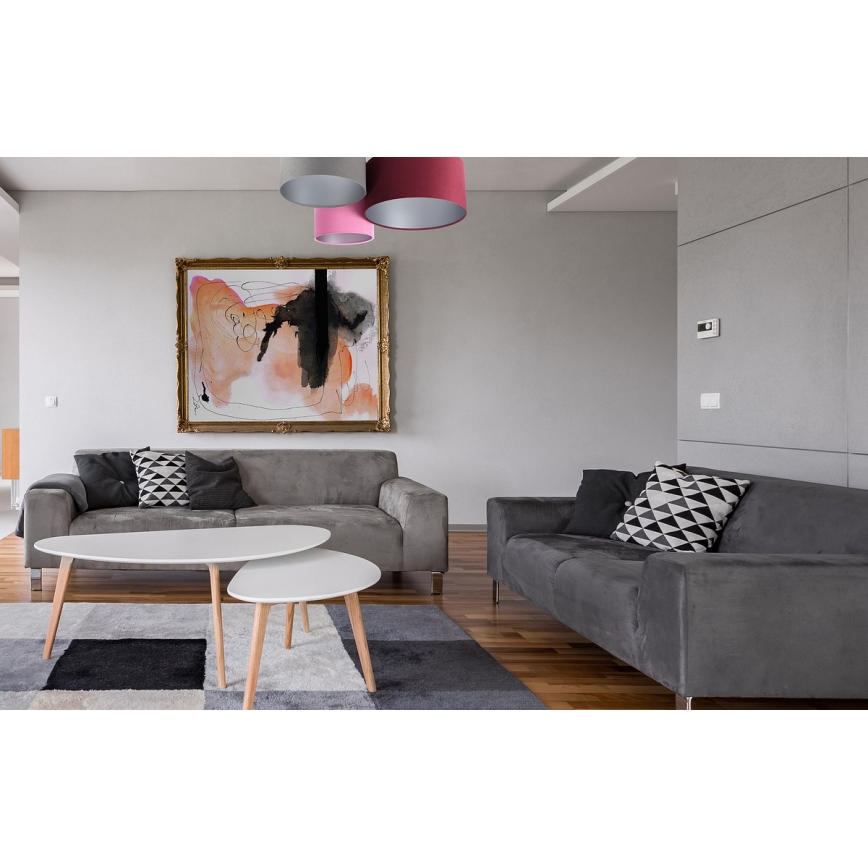 Griestu lampa SPACE 3xE27/60W/230V sarkana/pelēka/rozā