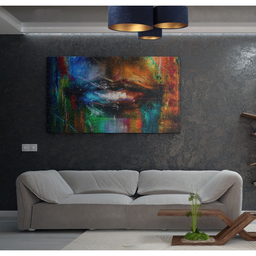 Griestu lampa SPACE 3xE27/60W/230V zila/zelta