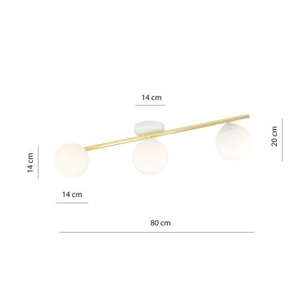 Griestu lampa SPLENDI 3xE14/10W/230V balta/zelta