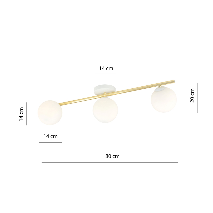 Griestu lampa SPLENDI 3xE14/10W/230V balta/zelta