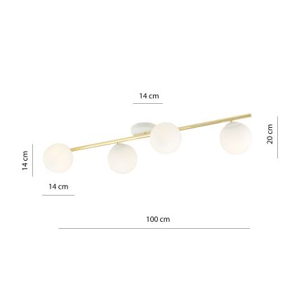 Griestu lampa SPLENDI 4xE14/10W/230V balta/zelta