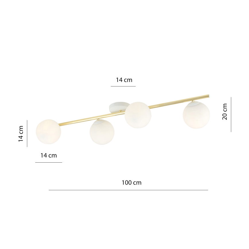 Griestu lampa SPLENDI 4xE14/10W/230V balta/zelta