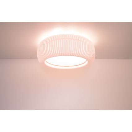 Griestu lampa STRIPES 2xE27/40W/230V Ø 55 cm balta/rozā