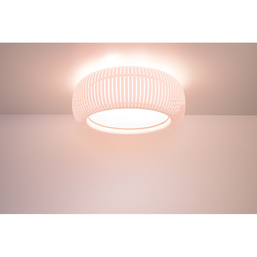 Griestu lampa STRIPES 2xE27/40W/230V Ø 55 cm balta/rozā