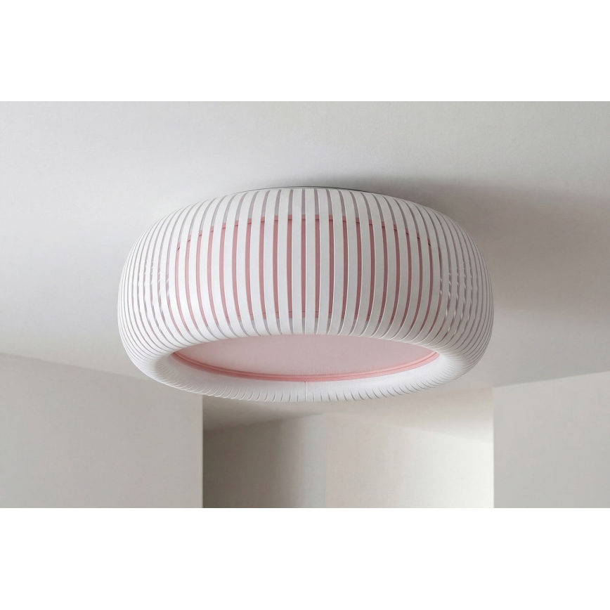 Griestu lampa STRIPES 2xE27/40W/230V Ø 55 cm balta/rozā