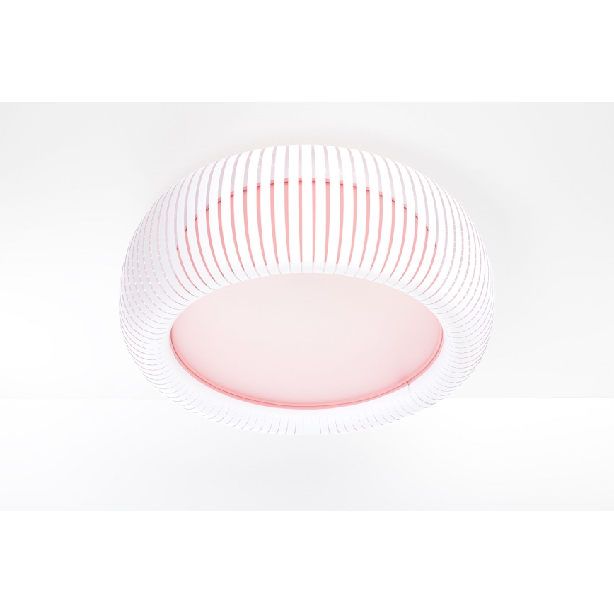 Griestu lampa STRIPES 2xE27/40W/230V Ø 55 cm balta/rozā