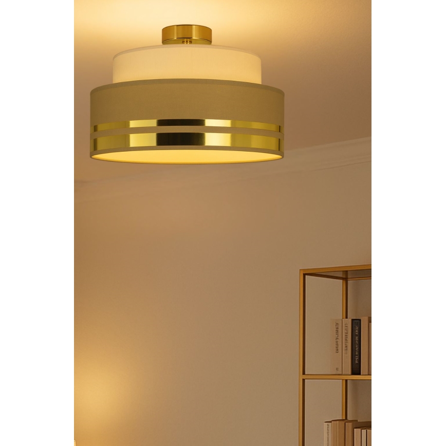 Griestu lampa TAMI 1xE27/60W/230V bēša/brūna/zelta