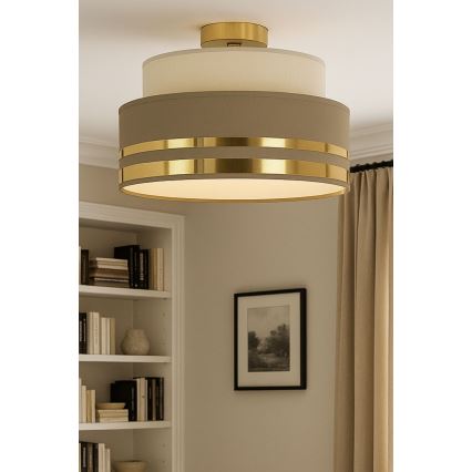 Griestu lampa TAMI 1xE27/60W/230V bēša/brūna/zelta