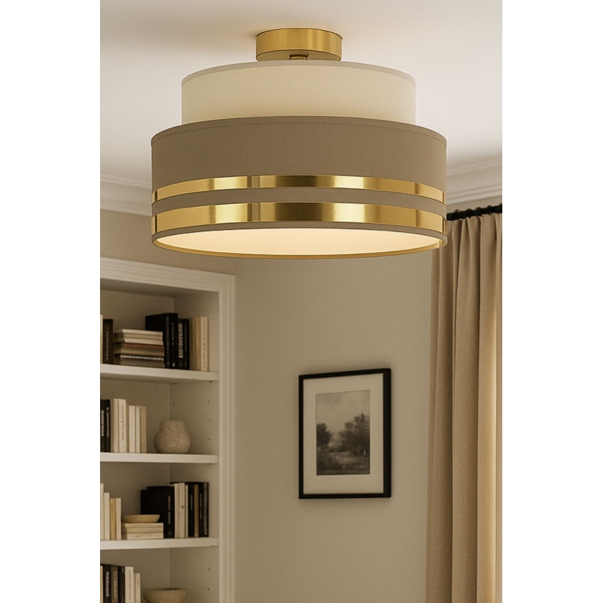 Griestu lampa TAMI 1xE27/60W/230V bēša/brūna/zelta