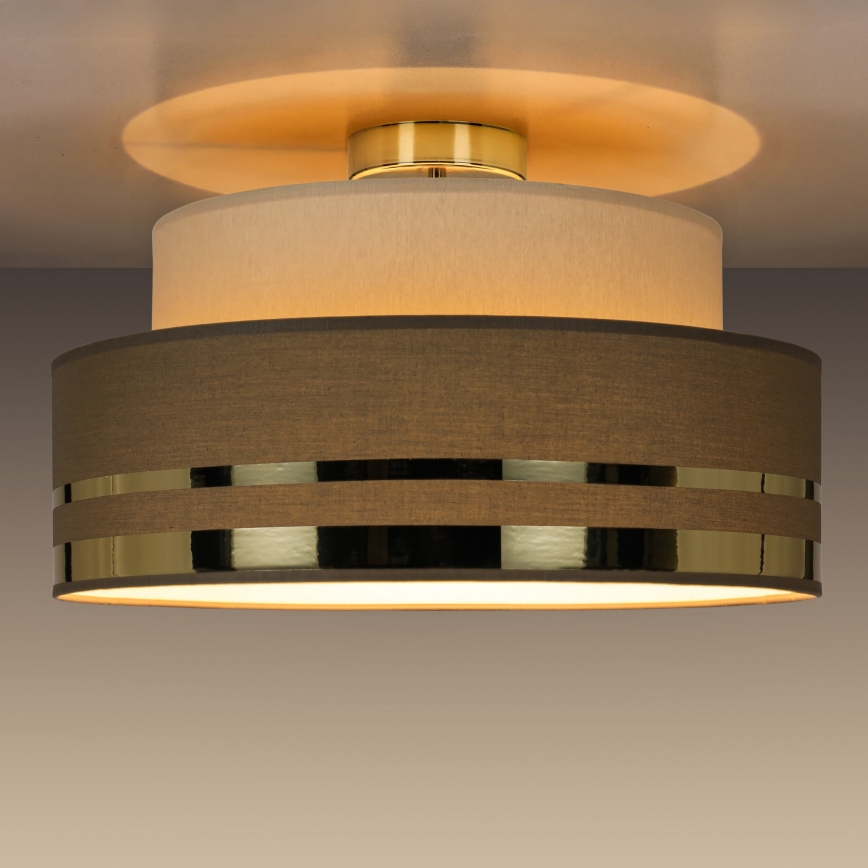 Griestu lampa TAMI 1xE27/60W/230V bēša/brūna/zelta