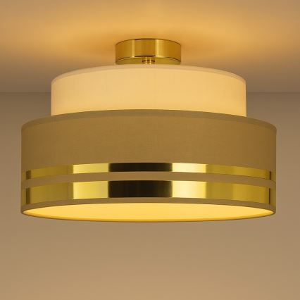 Griestu lampa TAMI 1xE27/60W/230V bēša/brūna/zelta