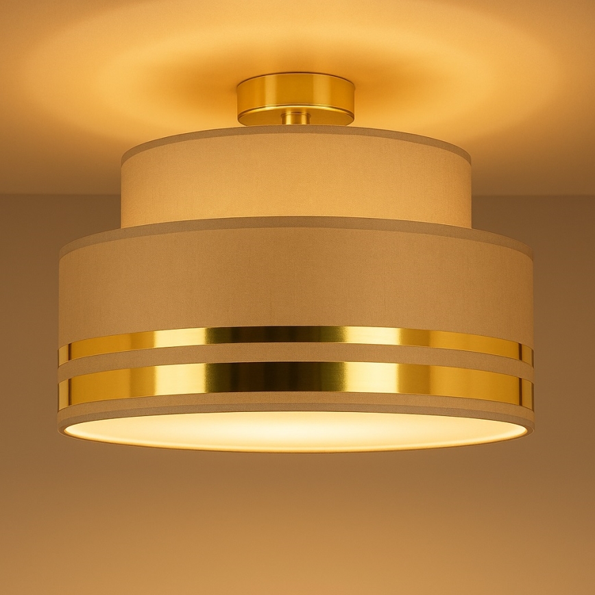 Griestu lampa TAMI 1xE27/60W/230V d. 40 cm brūna/zelta