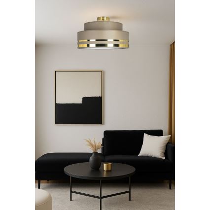 Griestu lampa TAMI 1xE27/60W/230V d. 40 cm brūna/zelta