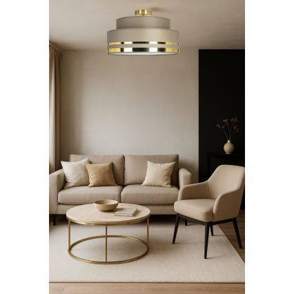 Griestu lampa TAMI 1xE27/60W/230V d. 40 cm brūna/zelta