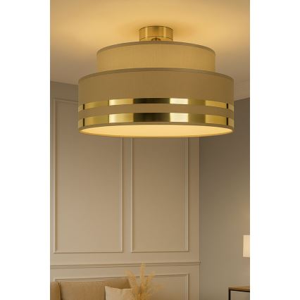 Griestu lampa TAMI 1xE27/60W/230V d. 40 cm brūna/zelta