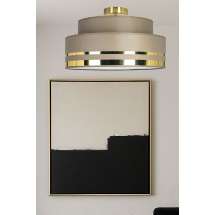 Griestu lampa TAMI 1xE27/60W/230V d. 40 cm brūna/zelta