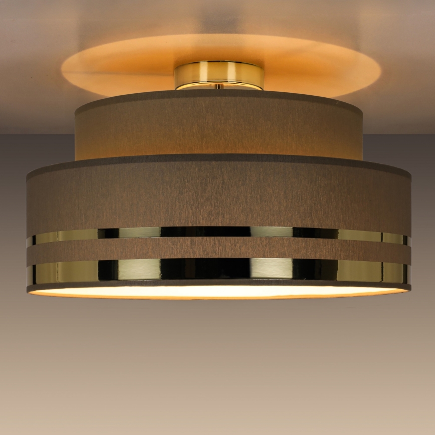 Griestu lampa TAMI 1xE27/60W/230V d. 40 cm brūna/zelta