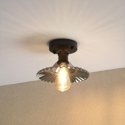 Griestu lampa TRISH 1xE27/15W/230V melna/dūmota melna