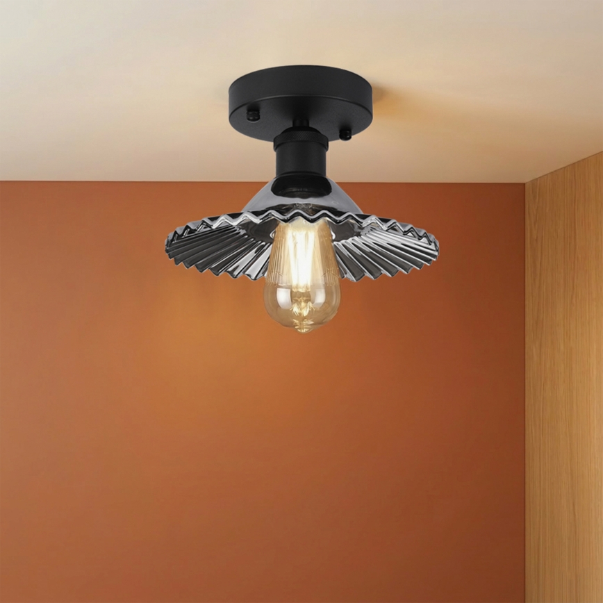Griestu lampa TRISH 1xE27/15W/230V melna/dūmota melna
