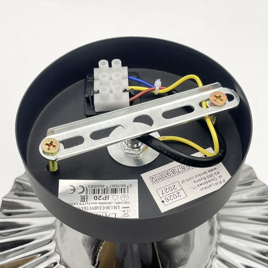 Griestu lampa TRISH 1xE27/15W/230V melna/dūmota melna