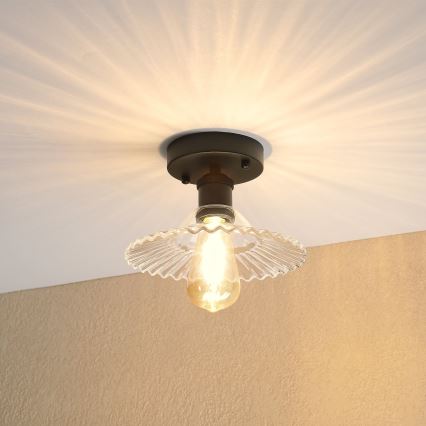 Griestu lampa TRISH virsmas montāžai 1xE27/15W/230V melna/caurspīdīga