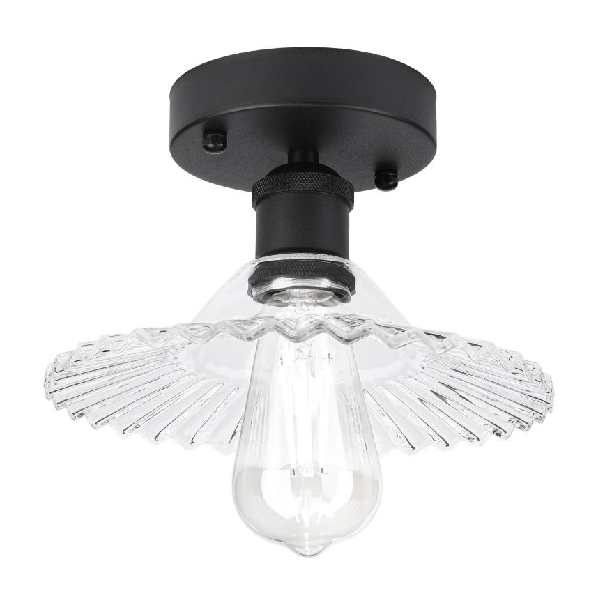 Griestu lampa TRISH virsmas montāžai 1xE27/15W/230V melna/caurspīdīga