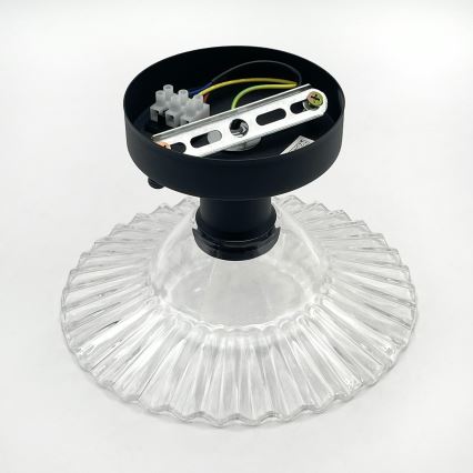 Griestu lampa TRISH virsmas montāžai 1xE27/15W/230V melna/caurspīdīga