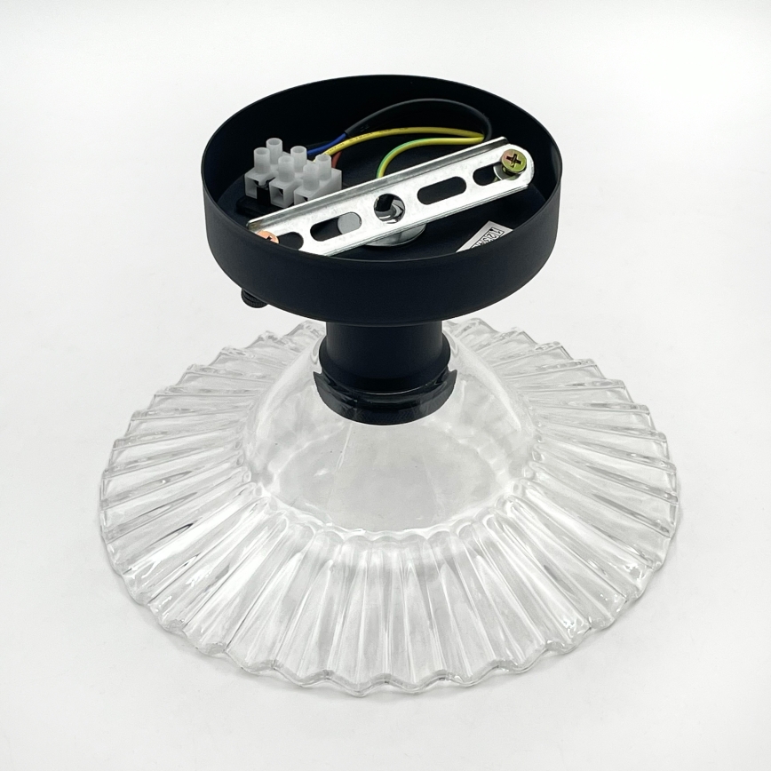 Griestu lampa TRISH virsmas montāžai 1xE27/15W/230V melna/caurspīdīga