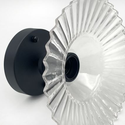 Griestu lampa TRISH virsmas montāžai 1xE27/15W/230V melna/caurspīdīga
